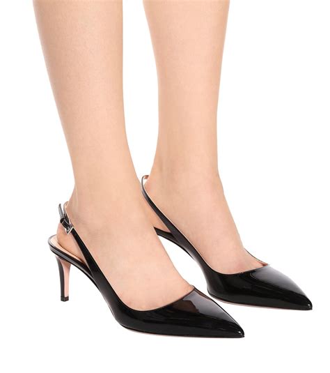 patent-leather slingback pumps prada|Prada black slingback leather pumps.